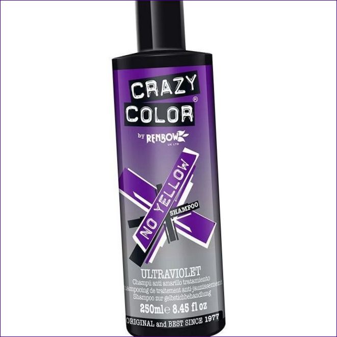 Crazy Color tónovací šampon No Yellow pro udržení studených odstínů zesvětlených a šedivých vlasů