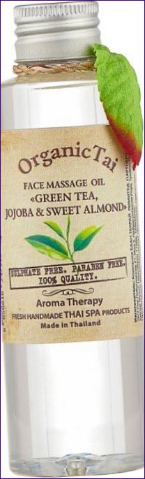 OrganicTai Masážní olej na obličej Zelený čaj, jojoba, sladké mandle