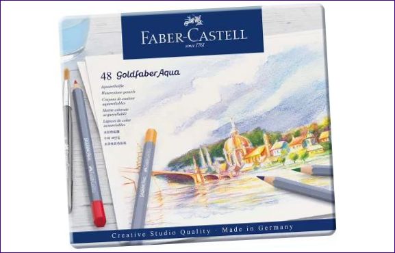 FABER-CASTELL GOLDFABER AQUA COLOURING CANDARDS SET 48 colors.webp