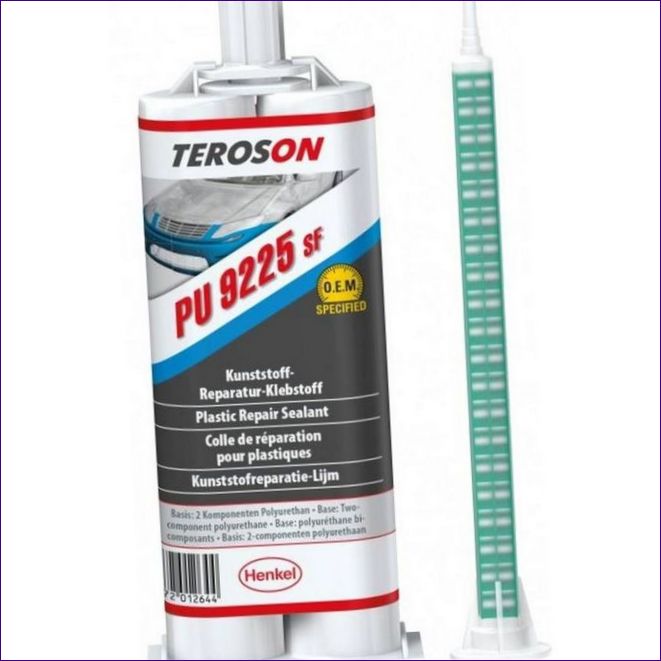 Teroson PU 9225 SF je superrychlé dvousložkové polyuretanové lepidlo pro opravy plastových dílů, 2x25 ml